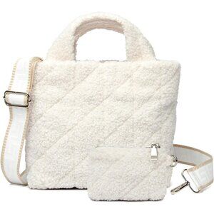 ✨ Myhozee Crossbody Bags Women White Small Sherpa Flurry Quilted Winter Handbags